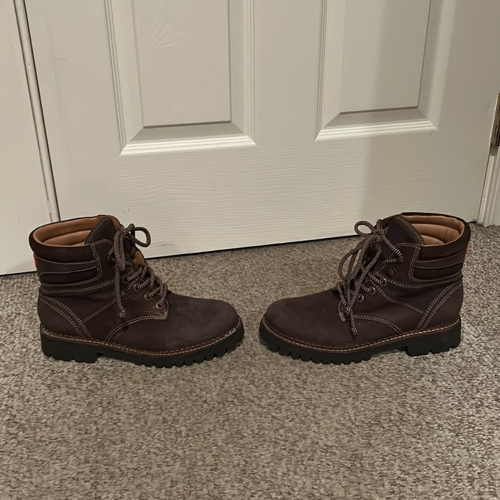 Hunter brown leather Adie lace up hiking sturdy winter boots 9.5